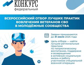 Жителей Владимирской области приглашают принять участие в отборе лучших практик по вовлечению ветеранов СВО в молодёжные сообщества Жителей Владимирской области приглашают принять участие в отборе лучших практик по вовлечению ветеранов СВО в молодёжные сообщества