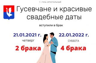 Сколько гусевских пар выбрали красивые даты для бракосочетания зимой 2022 года?